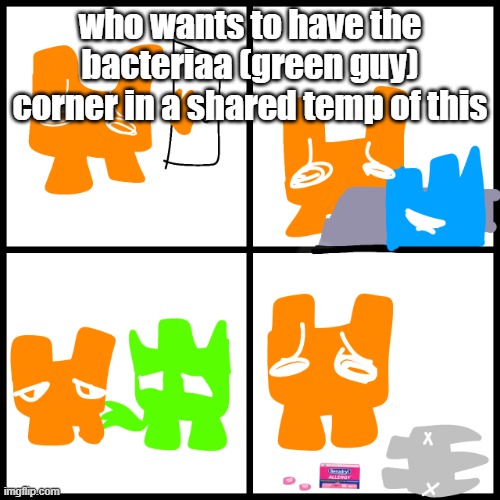 Funguss' very crude rendition of Loss | who wants to have the bacteriaa (green guy) corner in a shared temp of this | image tagged in funguss' very crude rendition of loss | made w/ Imgflip meme maker