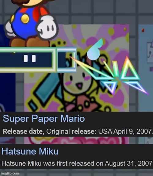 Bruh | image tagged in mario,hatsune miku,super paper mario | made w/ Imgflip meme maker