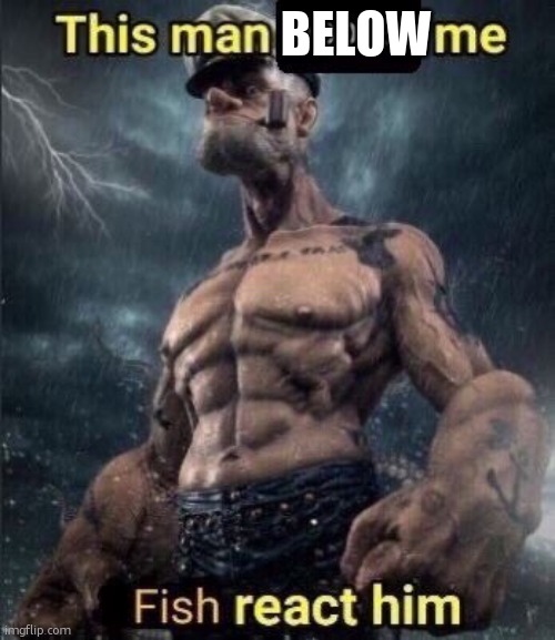 this man above me fish react him | BELOW | image tagged in this man above me fish react him | made w/ Imgflip meme maker