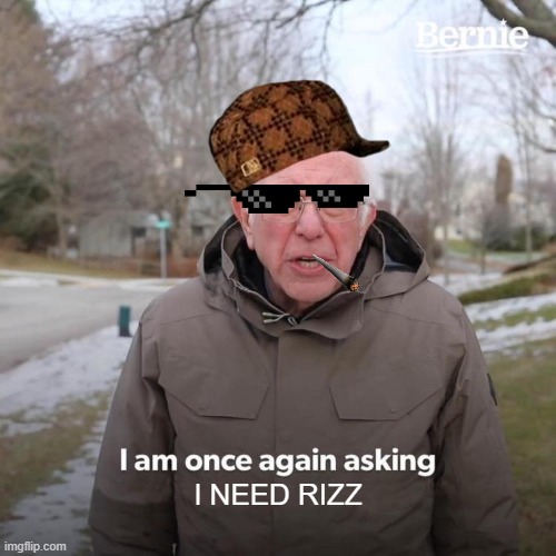 Bernie I Am Once Again Asking For Your Support | I NEED RIZZ | image tagged in memes,bernie i am once again asking for your support | made w/ Imgflip meme maker