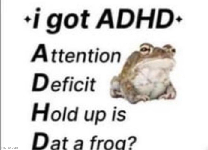 i got adh is that a frog? | image tagged in i got adh is that a frog | made w/ Imgflip meme maker