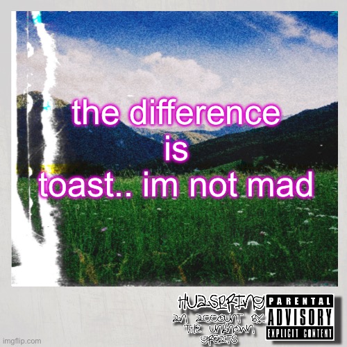 HuaSpring Temp | the difference is toast.. im not mad | image tagged in huaspring temp | made w/ Imgflip meme maker