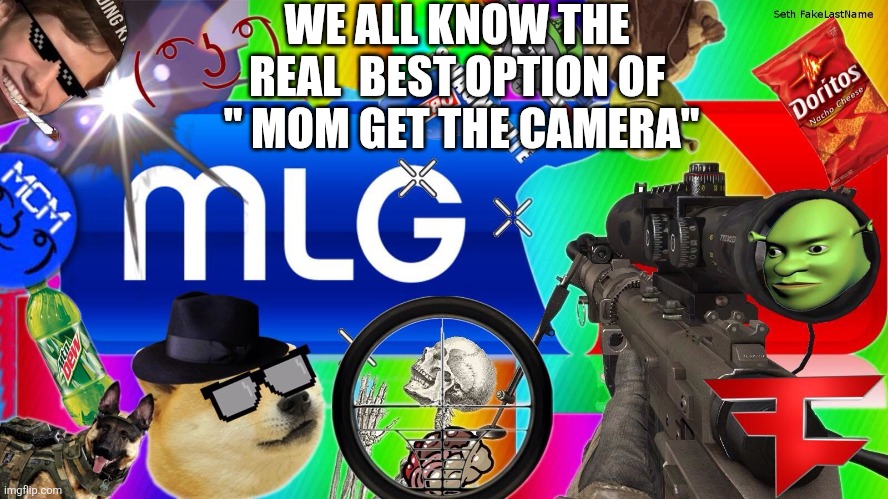 mlg | WE ALL KNOW THE REAL  BEST OPTION OF  " MOM GET THE CAMERA" | image tagged in mlg | made w/ Imgflip meme maker