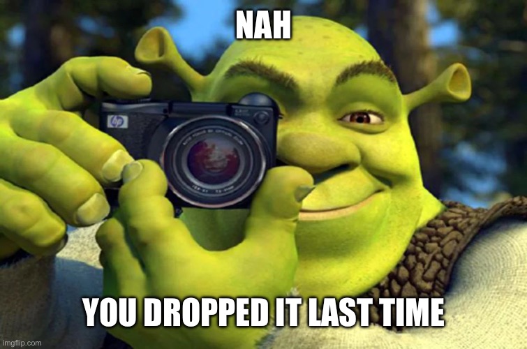 Shrek Caught in 4K | NAH YOU DROPPED IT LAST TIME | image tagged in shrek caught in 4k | made w/ Imgflip meme maker