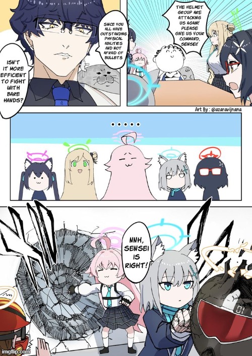 Credit goes to their respective owners :D | image tagged in blue archive,comic,bruh,abydos | made w/ Imgflip meme maker