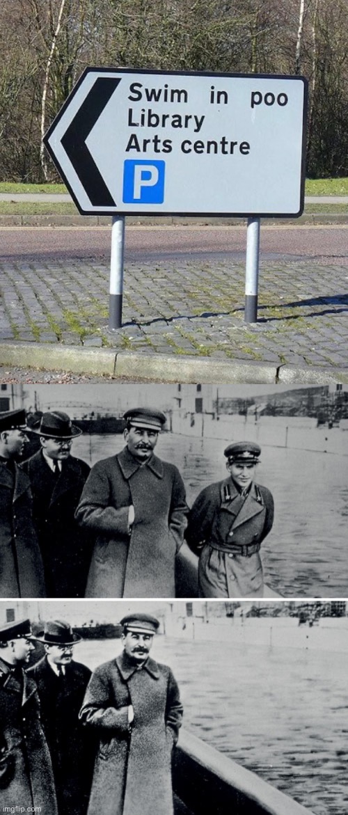 No photoshop, just a really bad sign | image tagged in stalin photoshop,swimming pool,illusion 100 | made w/ Imgflip meme maker