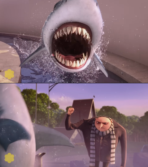 Shark vs. Gru Blank Meme Template