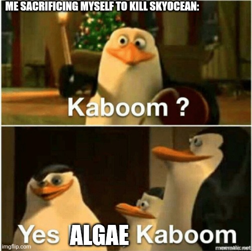 KABOOM (violet note: jihadi) | ME SACRIFICING MYSELF TO KILL SKYOCEAN:; ALGAE | image tagged in kaboom yes rico kaboom | made w/ Imgflip meme maker