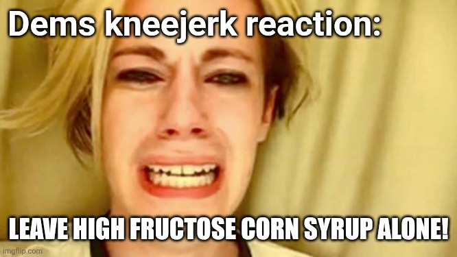 Leave Brittany Alone | Dems kneejerk reaction: LEAVE HIGH FRUCTOSE CORN SYRUP ALONE! | image tagged in leave brittany alone | made w/ Imgflip meme maker