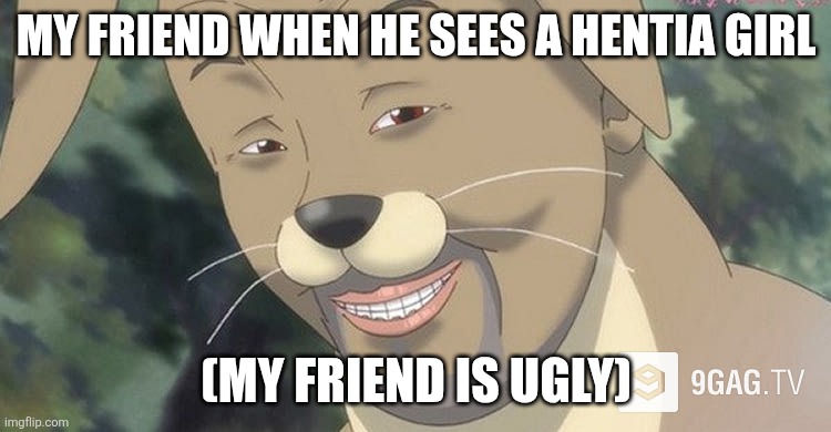STOP HENTA1 | MY FRIEND WHEN HE SEES A HENTIA GIRL; (MY FRIEND IS UGLY) | image tagged in weird anime hentai furry | made w/ Imgflip meme maker