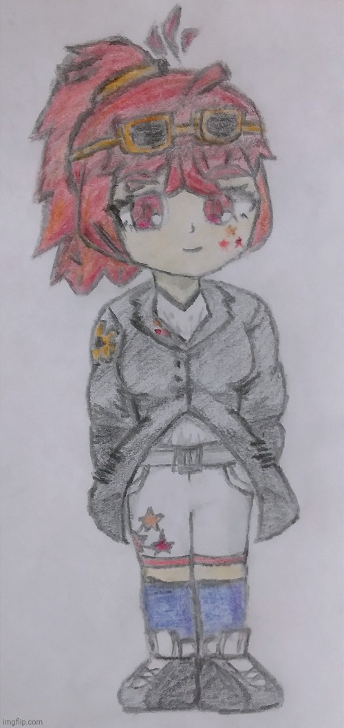 Too scared to color the OG one, so decided to make a another one and color in it. Is it ok? and rate this | image tagged in rapturous d scarlett,scarlett,ultimateverse,drawing,smol | made w/ Imgflip meme maker