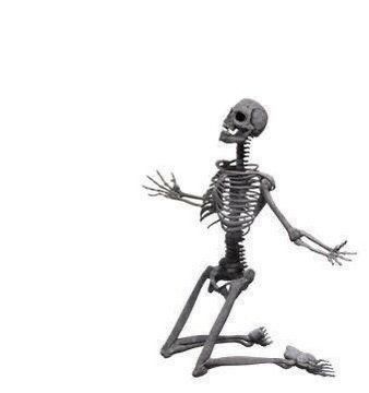 High Quality Skeleton on knees, arms raised to the sky in dramatic gratitude] Blank Meme Template