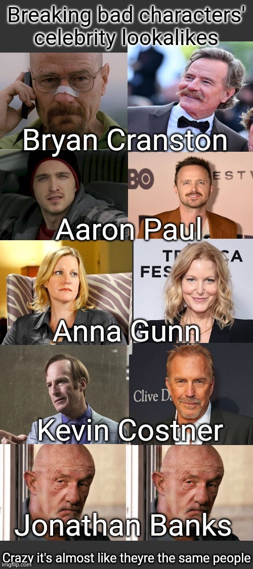 Breaking bad characters celebrity lookalikes | made w/ Imgflip meme maker