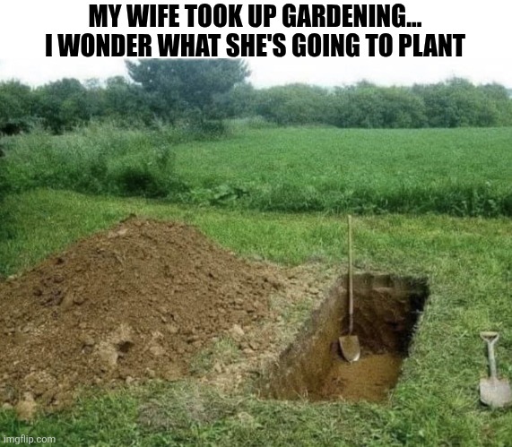 My Wife Took Up Gardening I Wonder What She's Going To Plant | MY WIFE TOOK UP GARDENING... I WONDER WHAT SHE'S GOING TO PLANT | image tagged in chrisjoines1 | made w/ Imgflip meme maker