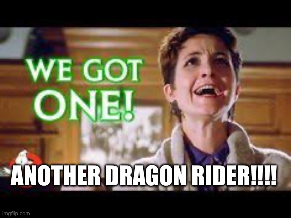Dragon without its rider is a tragedy… | ANOTHER DRAGON RIDER!!!! | image tagged in dragon,book,ghostbusters,books,fantasy,reading | made w/ Imgflip meme maker
