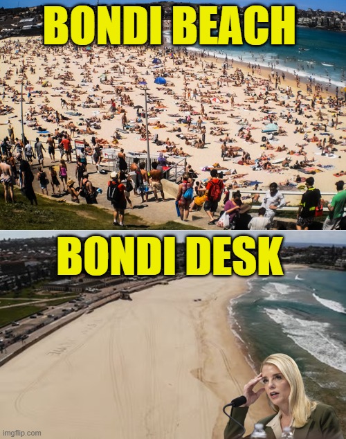 Bondi Desk | BONDI BEACH; BONDI DESK | image tagged in pam bondi,i could swear it was here a minute ago,pamming up,check your pam folder,i don't like pam,sir pamalot | made w/ Imgflip meme maker