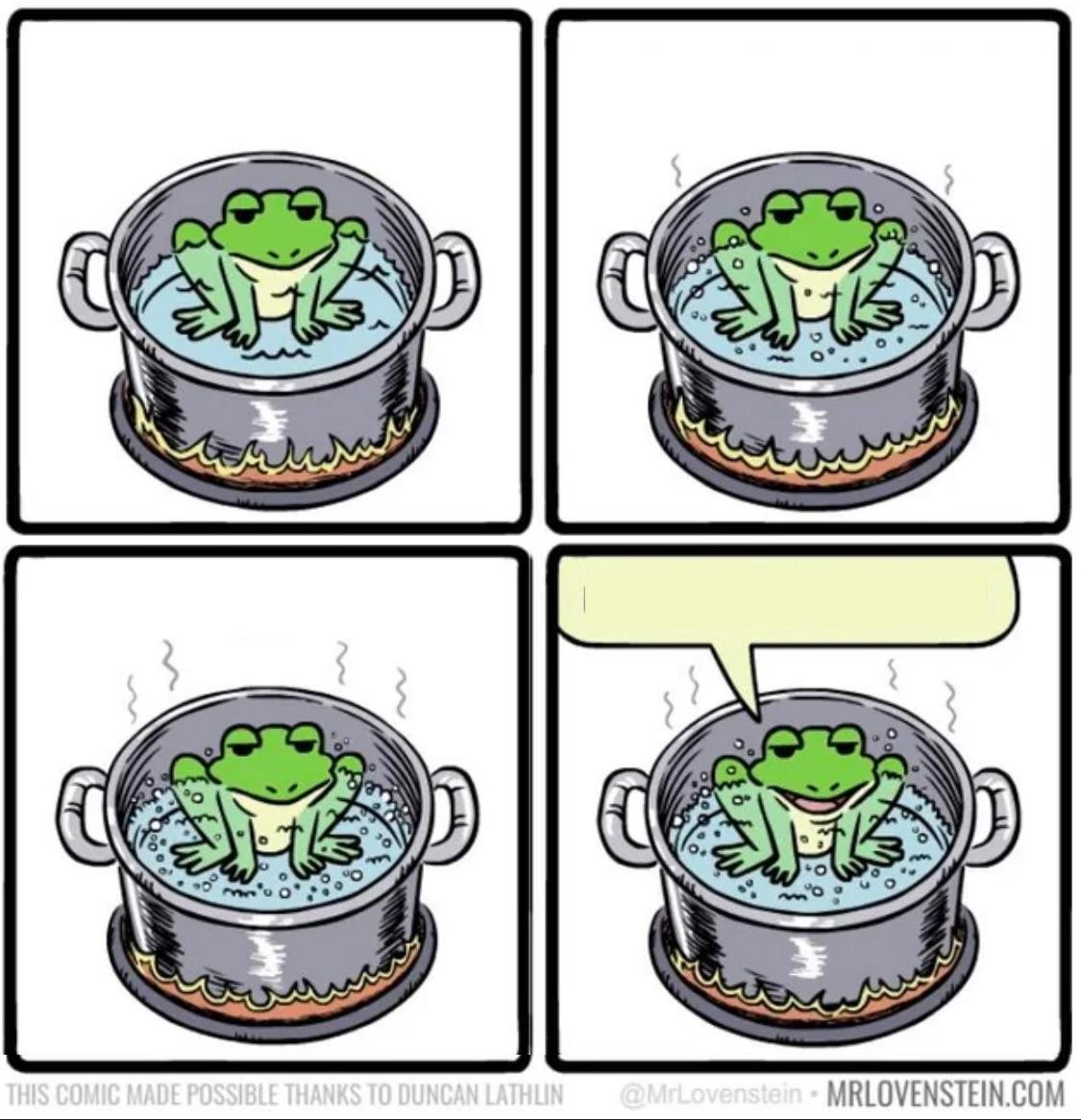 Frog in the pot Blank Meme Template