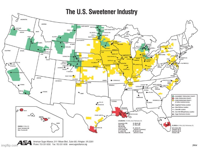 Corn sugar Beet sugar Cane Sugar Map Trump's folly | image tagged in corn sugar beet sugar cane sugar map,trump loves farmers till bankruptcy do they part,trump's folly,maga meathead,rfk is a moron | made w/ Imgflip meme maker
