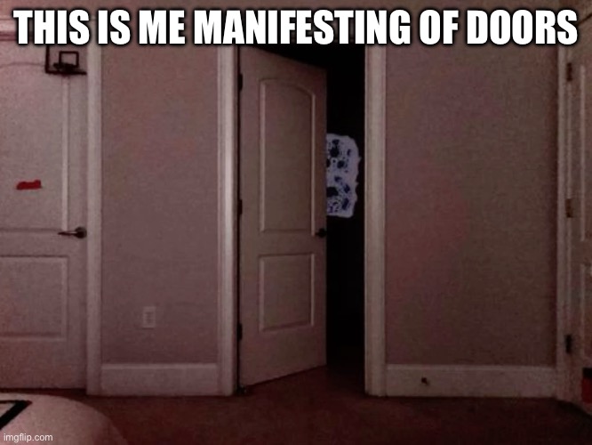 Dread caught on camera | THIS IS ME MANIFESTING OF DOORS | image tagged in dread caught on camera | made w/ Imgflip meme maker