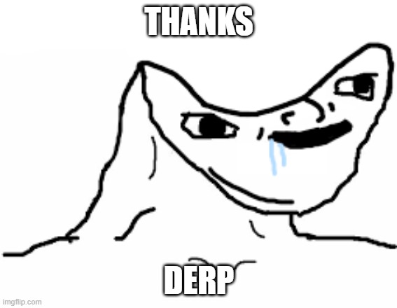 derp face | THANKS; DERP | image tagged in derp face | made w/ Imgflip meme maker