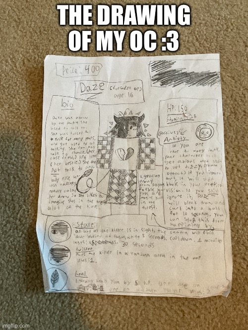 THE DRAWING OF MY OC :3 | made w/ Imgflip meme maker
