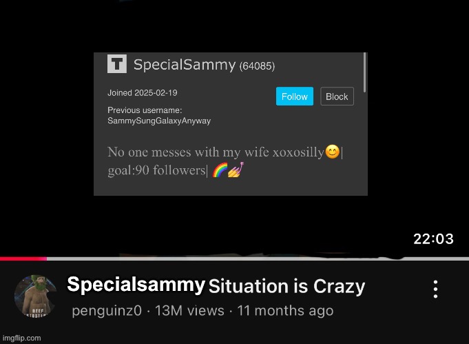 New temp for drama | Specialsammy | image tagged in penguinz0 situation | made w/ Imgflip meme maker