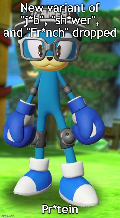 Pump but recreated in the official Sega fan card maker | New variant of "j*b", "sh*wer", and "Fr*nch" dropped; Pr*tein | image tagged in pump but recreated in the official sega fan card maker | made w/ Imgflip meme maker