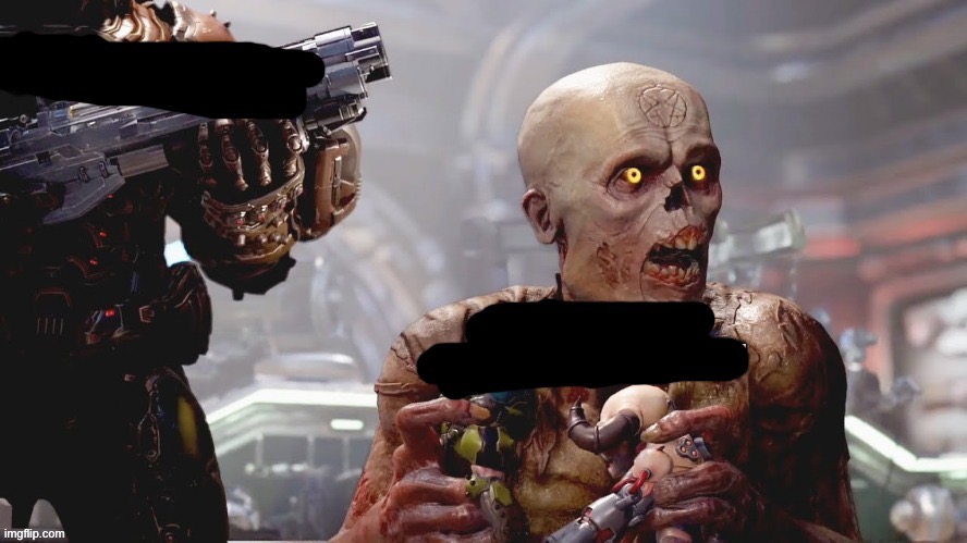Doom standing maliciously behind demon | image tagged in doom standing maliciously behind demon | made w/ Imgflip meme maker