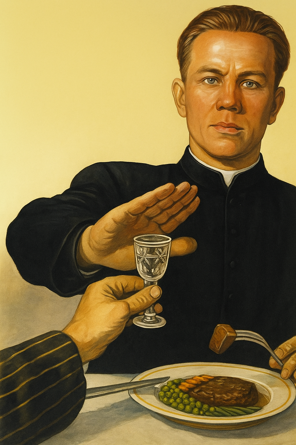 priest at table Blank Meme Template