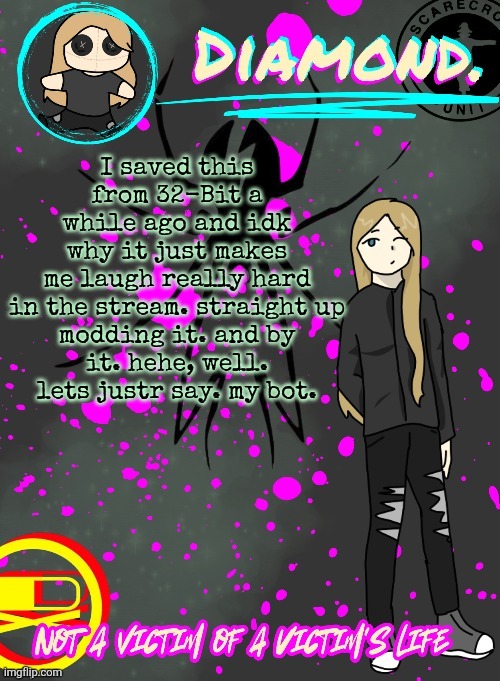 Diamond. Announcement Temp (TY DISCO!!!!) | I saved this from 32-Bit a while ago and idk why it just makes me laugh really hard

in the stream. straight up modding it. and by it. hehe, well. lets justr say. my bot. | image tagged in diamond announcement temp ty disco | made w/ Imgflip meme maker