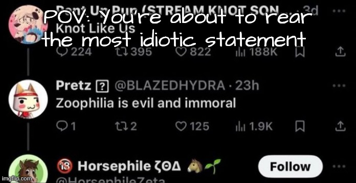 POV: You're about to rear the most idiotic statement | made w/ Imgflip meme maker
