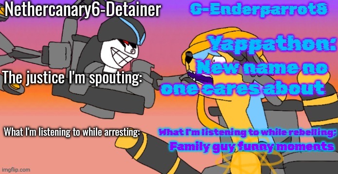 Nethercanary and Enderparrot announcement | New name no one cares about; Family guy funny moments | image tagged in nethercanary and enderparrot announcement | made w/ Imgflip meme maker