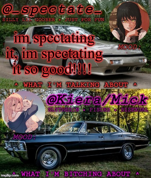 KM Spectate Shared Temp | im spectating it, im spectating it so good!!!! | image tagged in km spectate shared temp | made w/ Imgflip meme maker