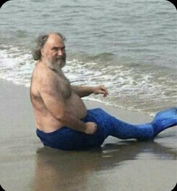 Mermaid man by the beach Blank Meme Template
