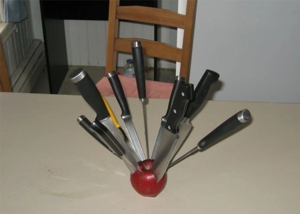 High Quality multiple knives on an apple Blank Meme Template