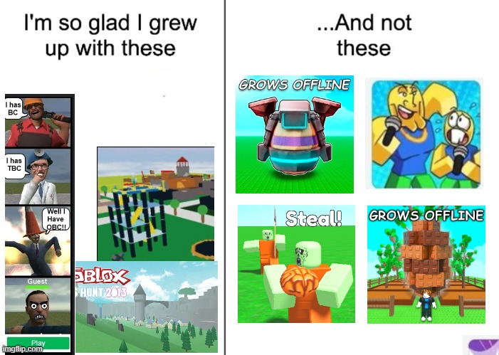 Man, i miss old roblox 2 | image tagged in i m so glad i grew up with these and not these | made w/ Imgflip meme maker