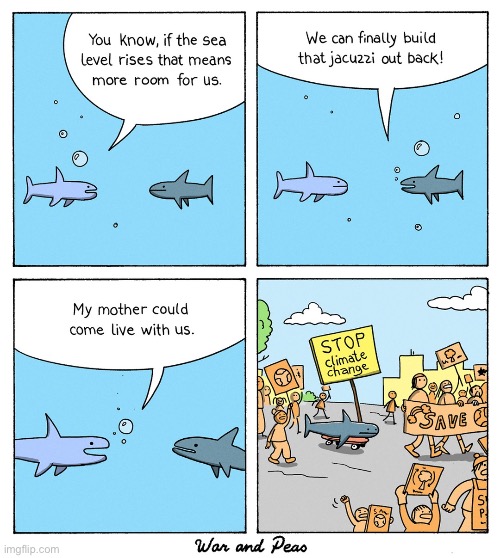 War and Peas | image tagged in comics,war and peas,sharks | made w/ Imgflip meme maker