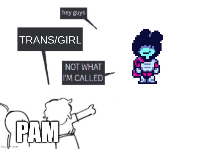 I'm a man | TRANS/GIRL; PAM | image tagged in hey guys - not what i'm called | made w/ Imgflip meme maker