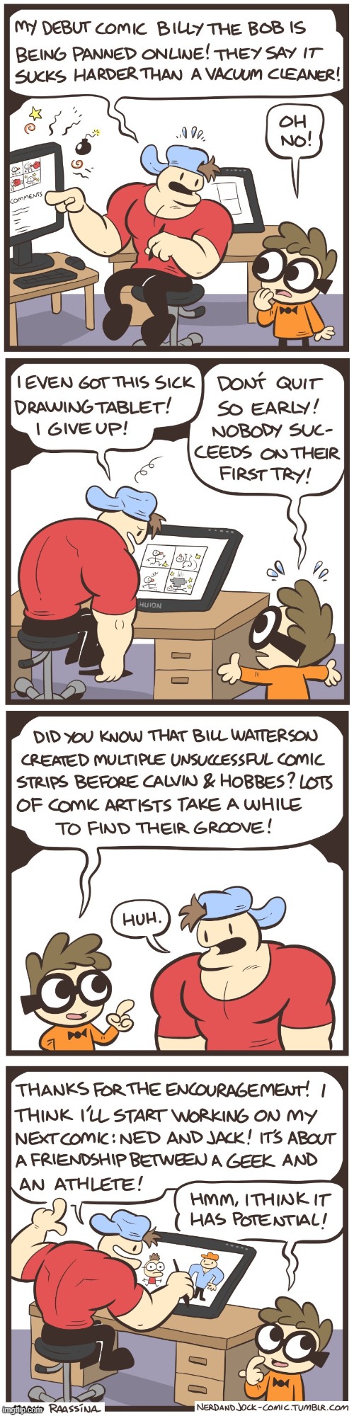 image tagged in nerd,jock,comics,bill watterson,calvin and hobbes,encouragement | made w/ Imgflip meme maker