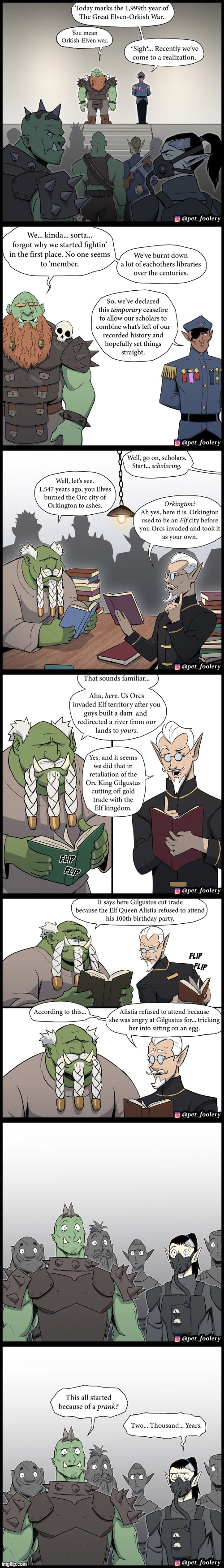 image tagged in orcs,elves,war,history,prank,wait what | made w/ Imgflip meme maker