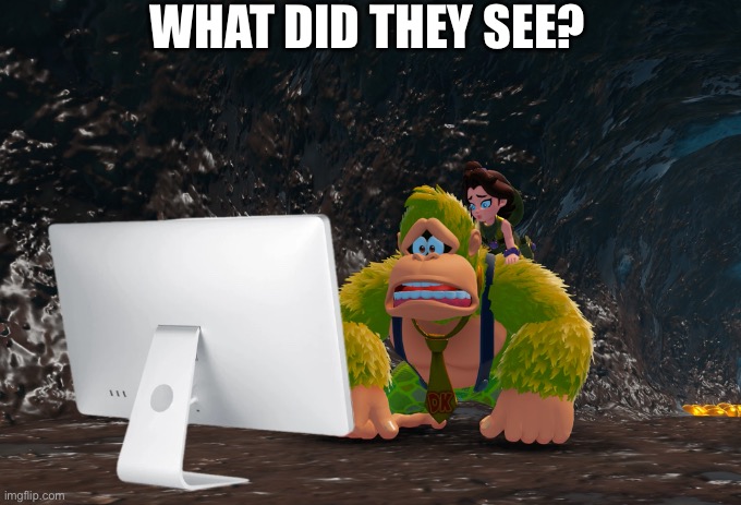 What did they see? | WHAT DID THEY SEE? | image tagged in donkey kong | made w/ Imgflip meme maker