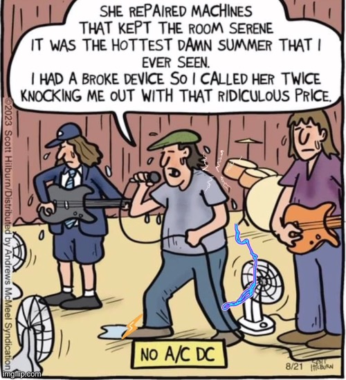 Summer Rock | image tagged in acdc,air conditioner,repair,summer,heat | made w/ Imgflip meme maker