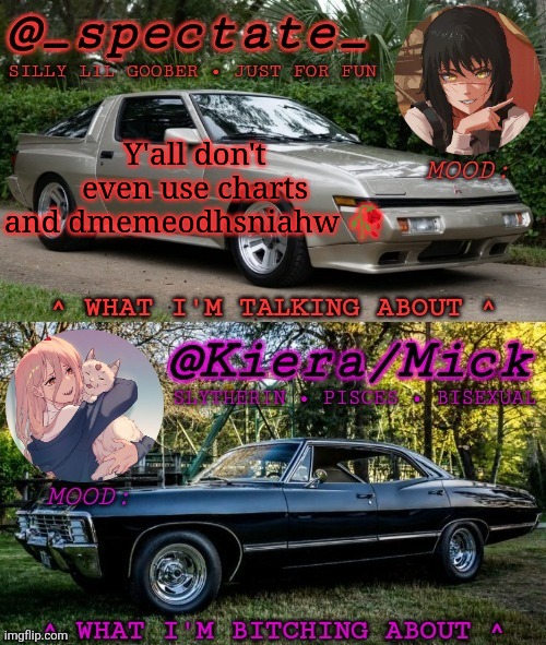 KM Spectate Shared Temp | Y'all don't even use charts and dmemeodhsniahw 🥀 | image tagged in km spectate shared temp | made w/ Imgflip meme maker