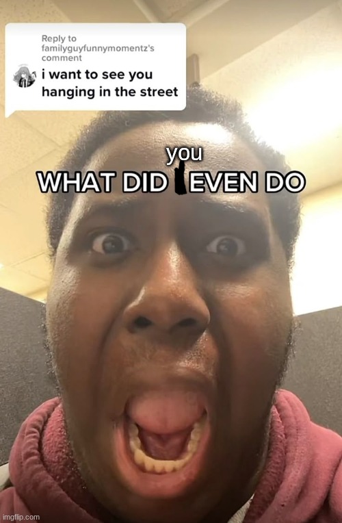 WHAT DID I EVEN DO??? | you | image tagged in what did i even do | made w/ Imgflip meme maker