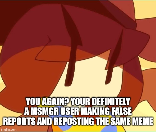 angy | YOU AGAIN? YOUR DEFINITELY A MSMGR USER MAKING FALSE REPORTS AND REPOSTING THE SAME MEME | image tagged in angy | made w/ Imgflip meme maker