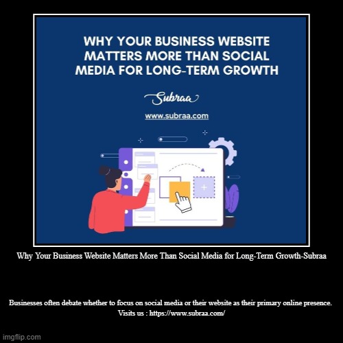 Why Your Business Website Matters More Than Social Media for Long-Term Growth-Subraa | Businesses often debate whether to focus on social me | image tagged in funny,demotivationals | made w/ Imgflip demotivational maker