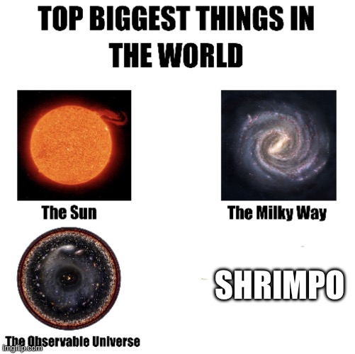 She's Not an Shrimp She's The Whole Ocean | SHRIMPO | image tagged in top biggest things in the world,shrimpo,dandy's world,shrimpo is fat,fat,dw | made w/ Imgflip meme maker