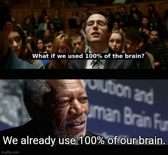 It's true. Let Bright Side enlighten you! | We already use 100% of our brain. | image tagged in brain,facts,mythbusters | made w/ Imgflip meme maker