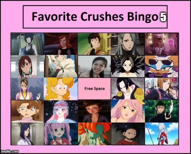 crushes bingo 5 Blank Meme Template