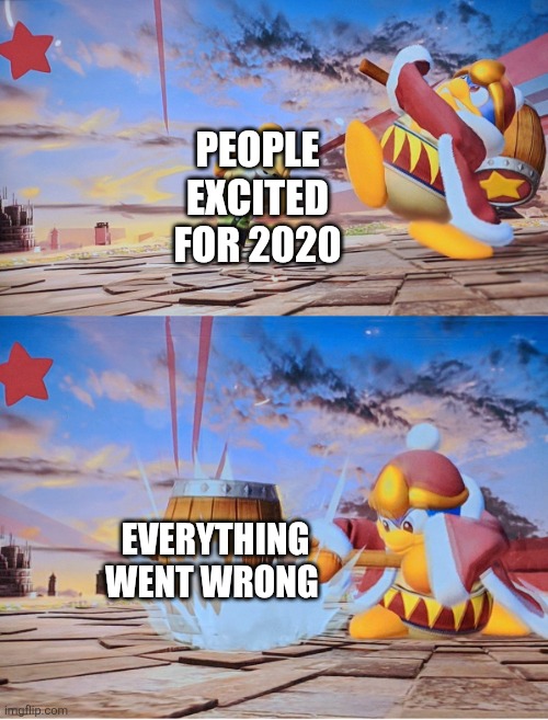 It was definitely not a good way to start the new decade as we know | PEOPLE EXCITED FOR 2020; EVERYTHING WENT WRONG | image tagged in king dedede,2020 sucks,2020,unlucky number,worst year ever | made w/ Imgflip meme maker